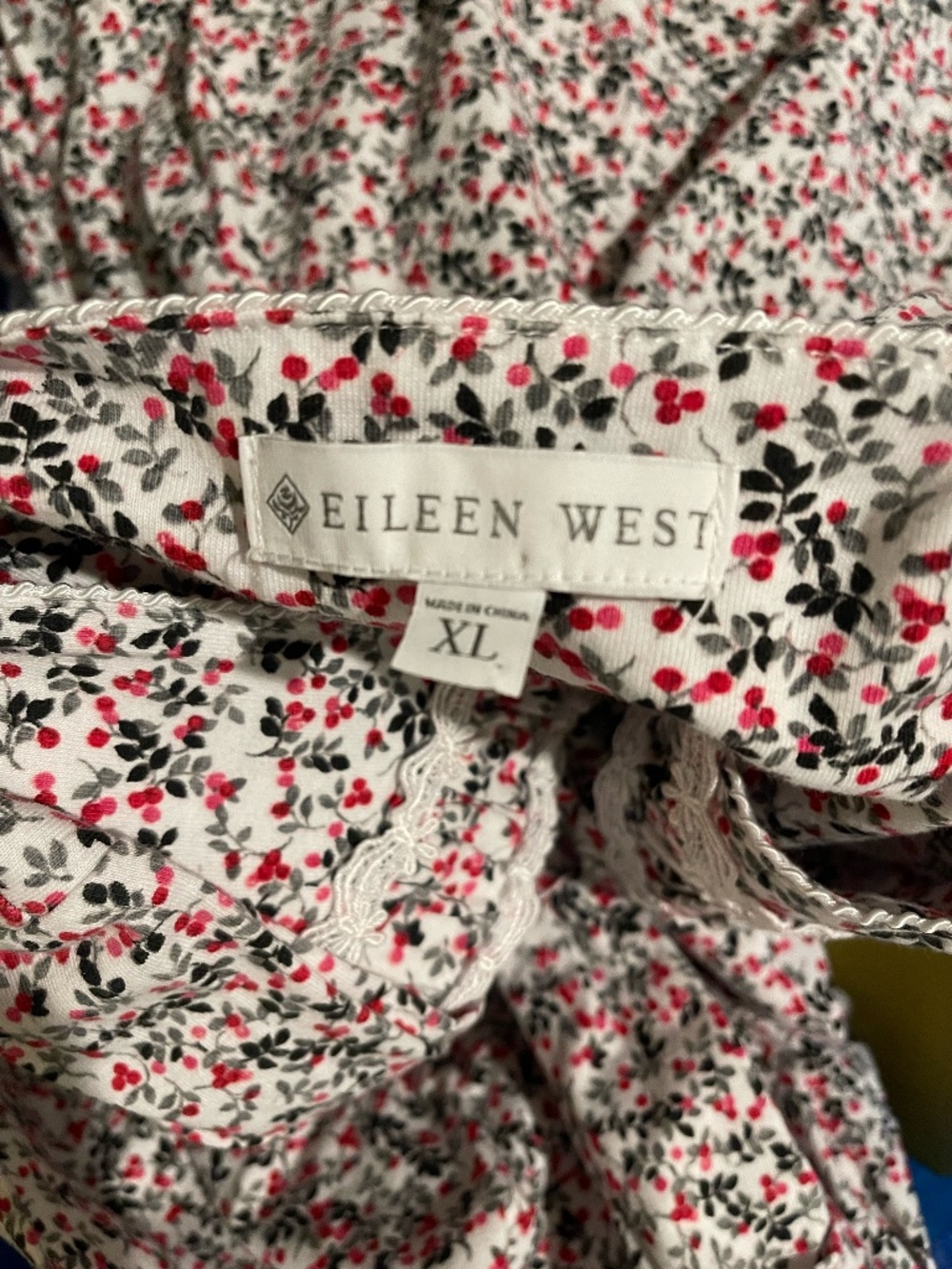 Eileen West Nightgown XL 100% Cotton Floral Lace Long Sleeve Cottagecore Multi - Picture 13 of 13